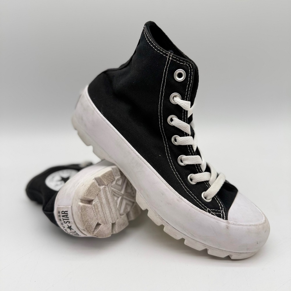 Converse Womens 7.5 Chuck Taylor All Star Lugged High Top Black Platform